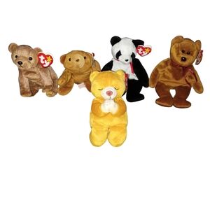 Cute 5 Piece Vintage Ty Beanie Bear Collection